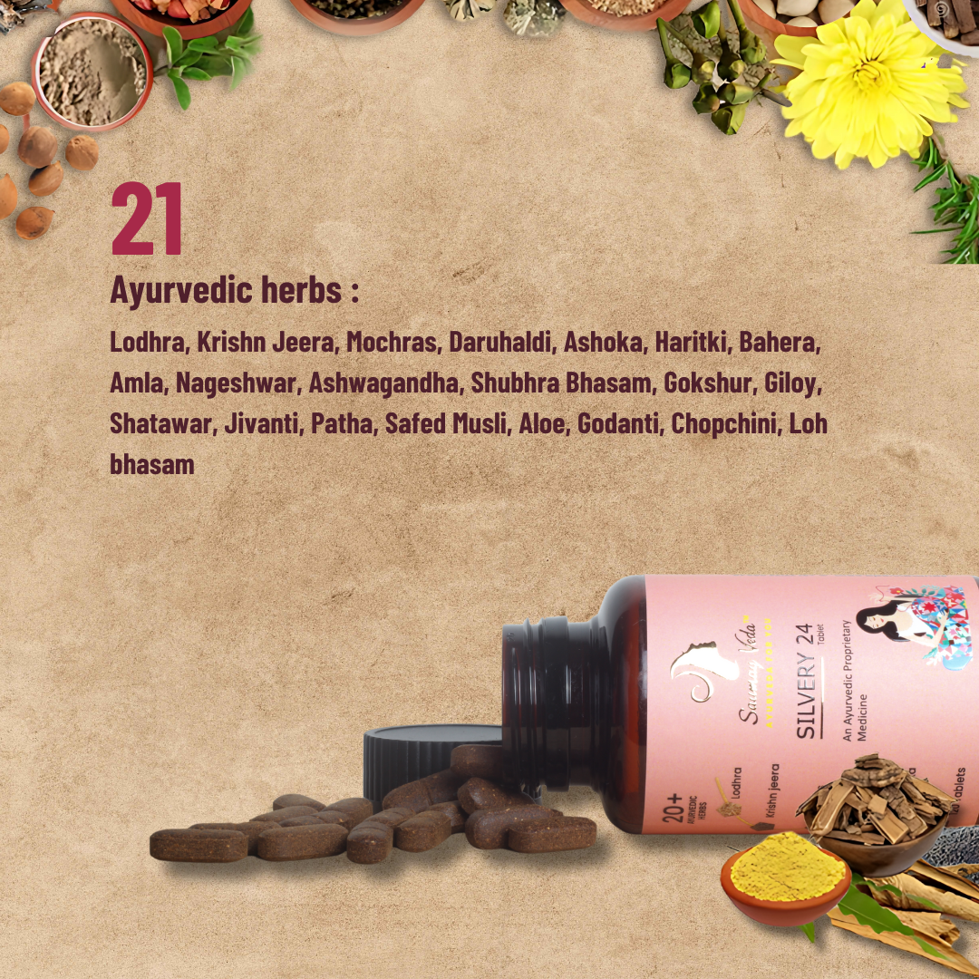 21 Ayurvedic Herbs of White Discharge Silvery 24 Medicine by Saumay Veda