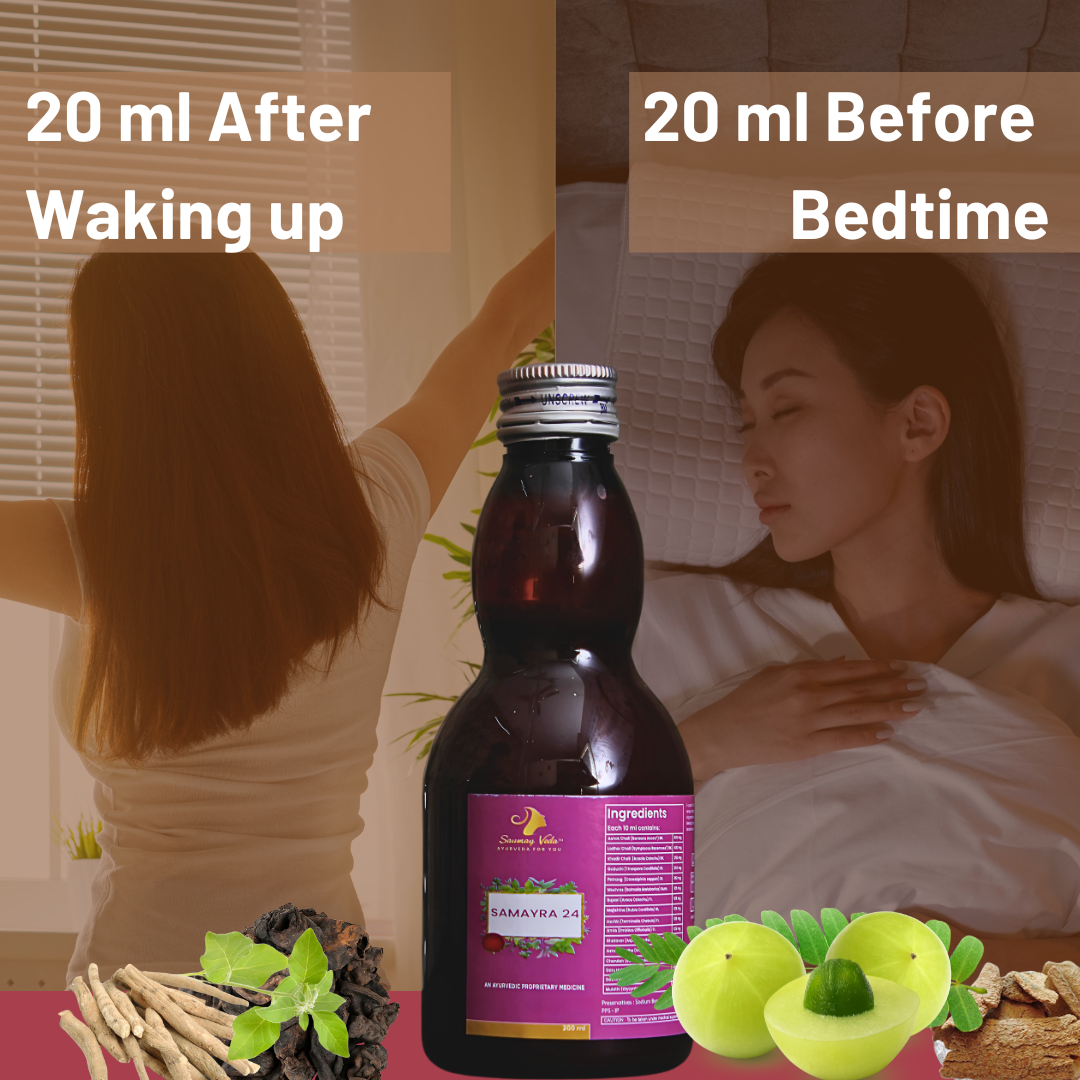 PCOS, PCOD with REGULAR PERIOD SAMAYRA 24 SYRUP - Saumay Veda Trust Transform Thrive